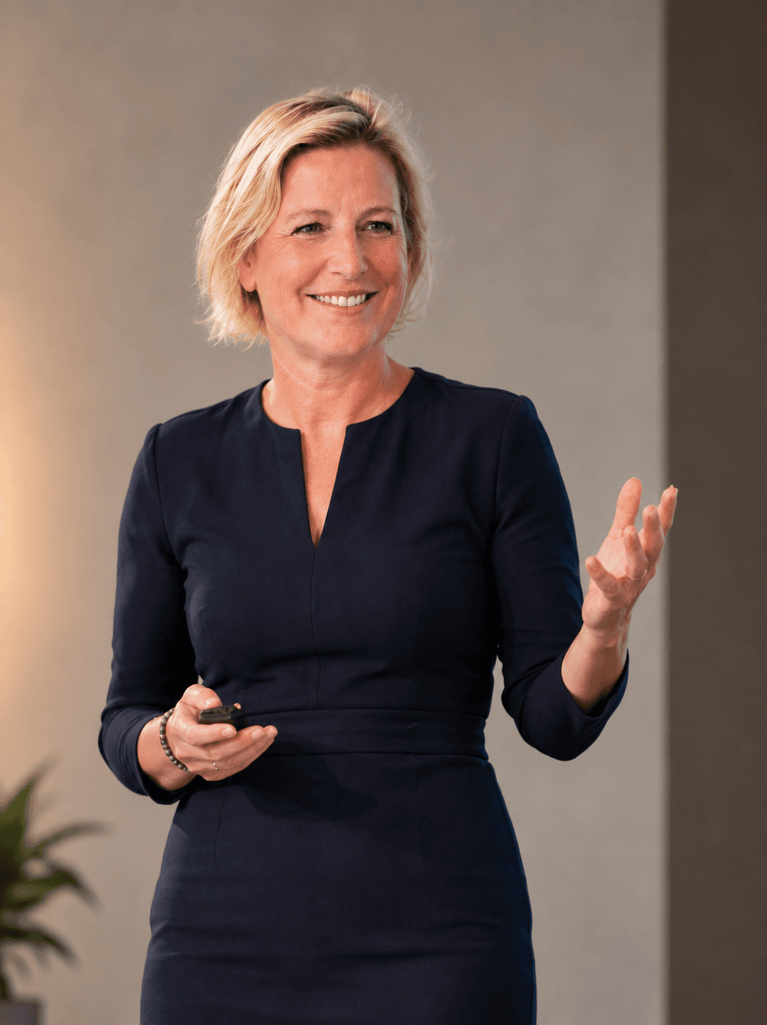 Marinka geeft een presentatie